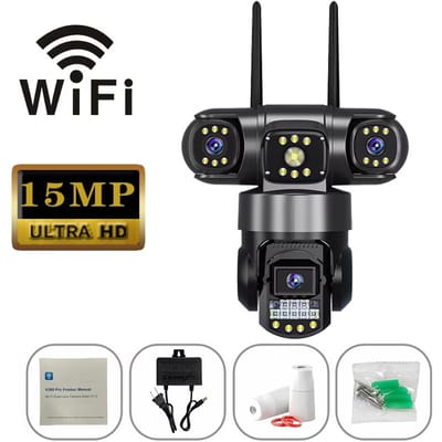 V380pro 15MP 3 Lens 4G/Wifi Camera AI Menselijke Detectie Nachtzicht Waterdicht Beveiliging Video Surveillance IP Camara 8K CCTV Monitor WiFi Camera