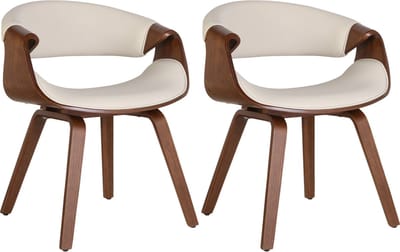 CLP Foley Set van 2 eetkamerstoelen - Met armleuning - Houten frame - eiche/creme Kunstleer