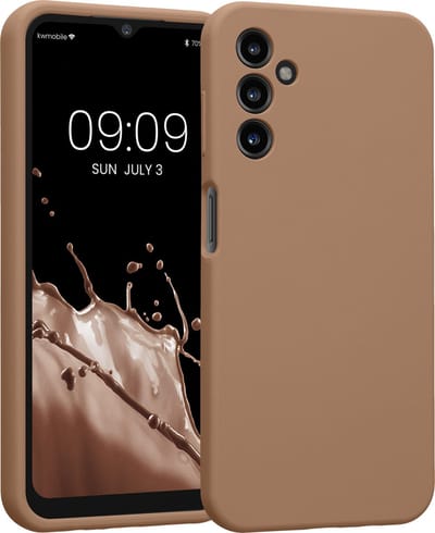 kwmobile telefoonhoesje geschikt voor Samsung Galaxy A14 5G - TPU backcover met siliconen coating - Smartphone case in cappuccino