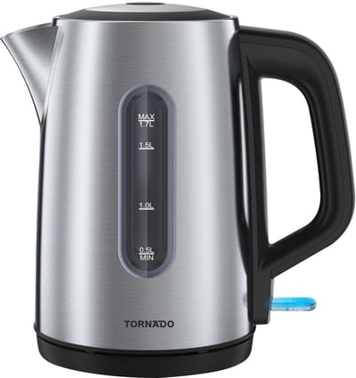 Tornado TKE01411-GS - Waterkoker - 1,7l - 2200W - Zwart, Zilver
