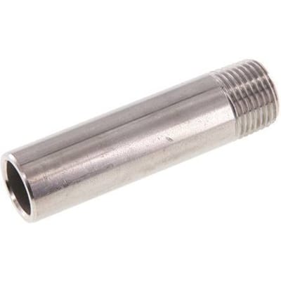 R 1/2'' Buitendraad x 21.3mm RVS Pijpnippel met Las uiteinde 20 Bar DIN 2982 - 80mm