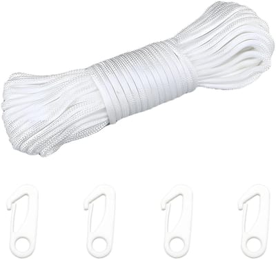 Dailygoods- Vlaggenmast Touw 20M - Nylon - Waterdicht - Antislip - Vlaggenhaken - Multifunctioneel Gebruik