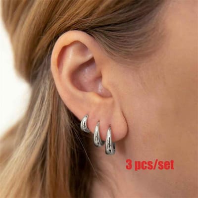 6 Stuks/Set Roestvrij Staal Minimalistische Huggie Hoepel Oorbellen Voor Vrouwen Eenvoudige Metalen Cirkel Kleine Oorbellen Punk Unisex Rock Sieraden brown
