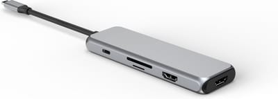 NÖRDIC DOCK-141 Dockingstation USB-C naar HDMI 4K - 1x USB-C, 3x USB A, 1x SD MicroSD - Space Gray