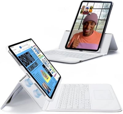 ESR Ascend Keyboard Case Geschikt voor iPad Pro 12.9 (2022/2021/2020/2018) - Toetsenbord Hoes met Trackpad - Verlichte Toetsen - Book Case met Standaard - Magnetisch Uitneembaar - Wit
