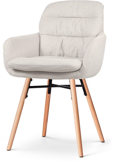 Nolon Nena-Mia Eetkamerstoel Beige - met Armleuning - Stof - Houten Poten