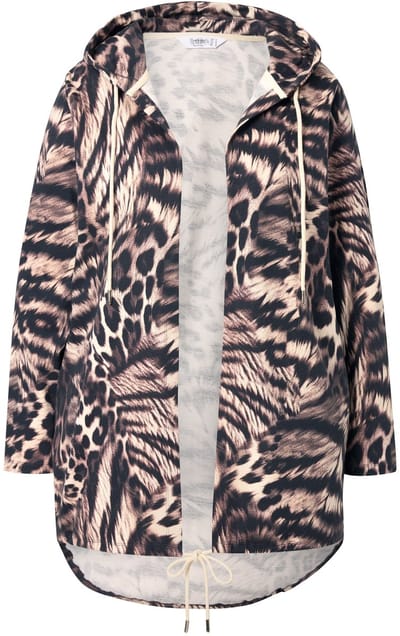 Angel of Style - Dames - Sweatvest open model luipaard capuchon - Zacht graniet - Maat 46