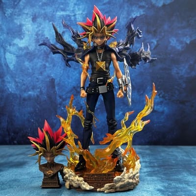 Anime Yu-Gi-Oh!-Figurines d'Action Yugi Atem Sombre Décoration de Bureau Modèle Anime Figurines Décoration de Boîtier d'Ordinateur à Double Tête Cadeau with box black