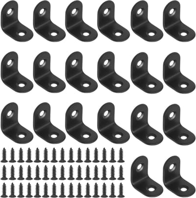20 Sets 20mm Zwarte L-Beugels voor Hoekverbindingen - Ideaal voor Meubels, Boekenplanken en Raamdecoratie