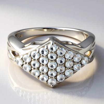 Cavill - 925 Sterling Zilver Damesring - 25 Briljant Geslepen Witte Topaas (0,996 ct) - Modern Driehoekig Design - Elegant Brazilië