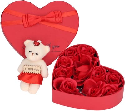 Roze Zeep Rozen - Kunstbloemen Geschenk - Romantisch Cadeau - Vervagen Nooit - Hartvormige Doos - Zacht Roze