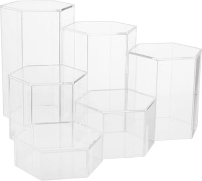 Zeshoekige acryl sieraden display risers - 6-pack transparant