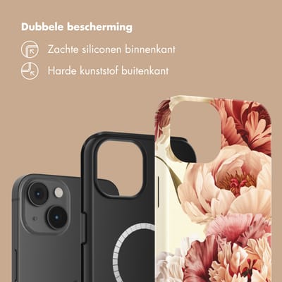 Selencia Hoesje - Geschikt voor Apple iPhone 14 - Backcover geschikt voor MagSafe - Vintage Peony
