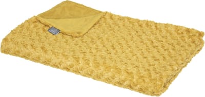 Atmosphera Sprei/deken/plaid - okergeel - polyester - 120 x 160 cm - geknoopt motief