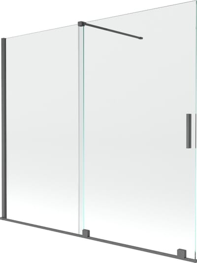 Mexen Velar badwand scherm 2-delige schuifbare 180 x 150 , transparant, geborsteld pistoolgrijs - 896-180-000-01-66