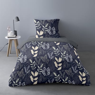 Better Nights - Luxe Polar Fleece Dekbedovertrek Gaia - 140x200 - warm - blauw - planten - 1persoons