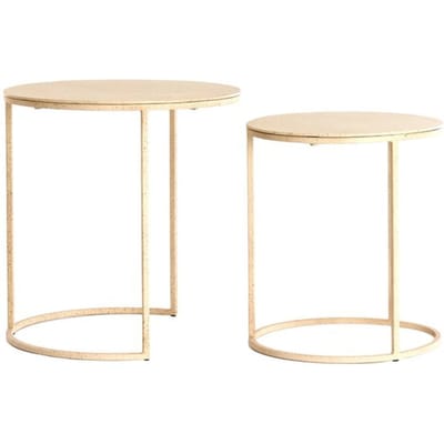 Light & Living Bijzettafel Sadar - Bruin - Ø52x46cm + Ø50x40cm - Modern