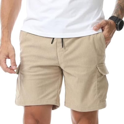 Korte Corduroy Cargo Broek voor Heren – Zomer Shorts met 5 Zakken