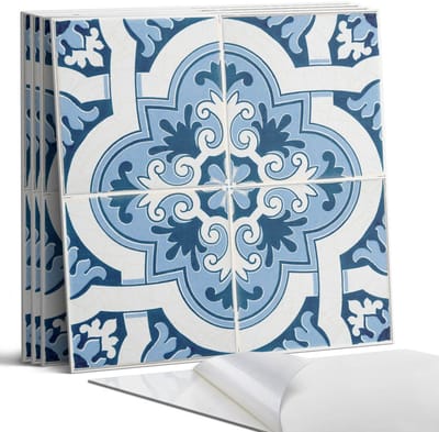Coloray Wandpanelen Zelfklevend - Tegelpatroon met ornamenten Zelfklevende Wandpanelen - 50 cm x 50 cm - Blauw Wandpaneel PVC - 5 stuks - Texturen Wandpanelen Zelfklevend - Wandpanelen Keuken - Wandpaneel Badkamer