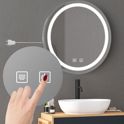 Rea Led Mmj Wandspiegel Ronde - Voor De Badkamer - Geborsteld Staal - 50Cm
