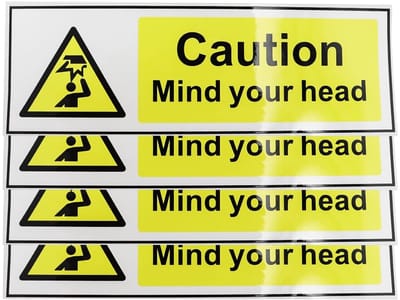Dailygoods- Veiligheidsstickers 4 stuks - Waterdichte PVC Stickers - Waarschuwingssticker - Buiten gebruik - 20 x 6,6 cm - Geel - Waarschuwingsstickers