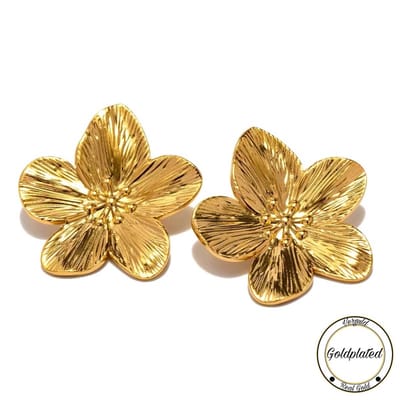 Borasi Bloemen Oorbellen Goudkleurig | Goldplated | Flower | Statement Oorbellen | Dames Sieraden |