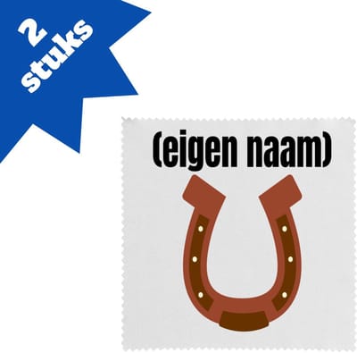 Akyol - paarden hoefijzer met eigen naam brillendoekjes - Paarden - paarden liefhebbers - iemand die houdt van paarden - verjaardag - cadeau - kado - 17,8 bij 17,8 cm - 2 stuks