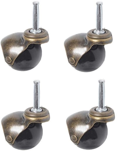 Dailygoods- Stoelwielen Heavy Duty - 4 Stuks - Antiek Messing - Draaibaar - Diameter 50 mm - Draagcapaciteit 100 kg - Meubelwielen
