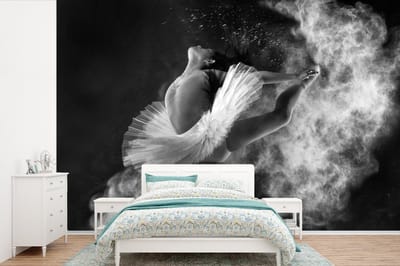 Behang - Fotobehang Dans - Ballerina - Expressie - Zwart wit - Breedte 360 cm x hoogte 240 cm