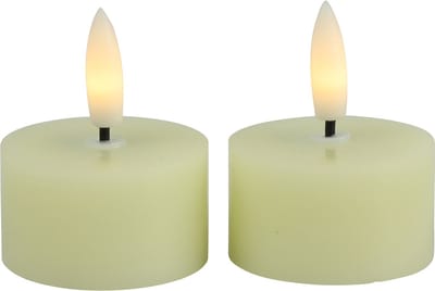 Countryfield LED theelichtjes/waxinelichtjes - 2x st - creme wit - D4 x H5,2 cm - met timer