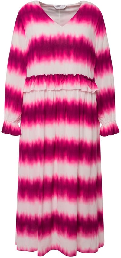 Studio Untold - Dames - Maxi-jurk A-lijn V-hals volant 3'4 mouwen batik - Licht heide - Maat 46+
