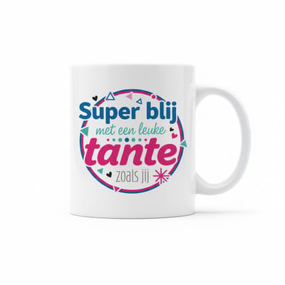 Super Blij Met Een Leuke Tante Koffiemok 330 ml – Schattige Cadeaumok voor de Liefste Tante