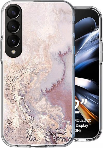 Hoesje geschikt voor Samsung Fold 4 - Back Cover Siliconen Case Marmeren Hoes Roze