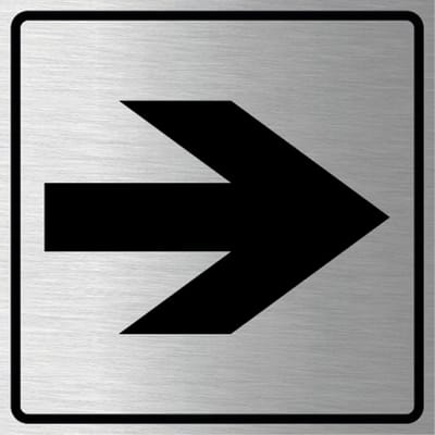 Richtingwijzer bord, geborsteld aluminium 150 x 150 mm
