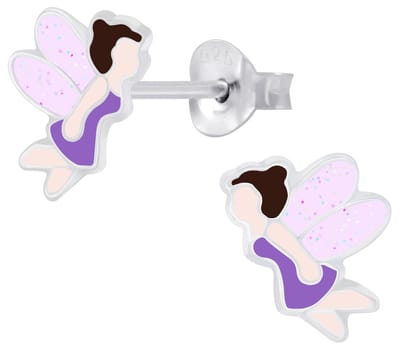 Joy|S - Zilveren elfje oorbellen - 7 x 9 mm - paars