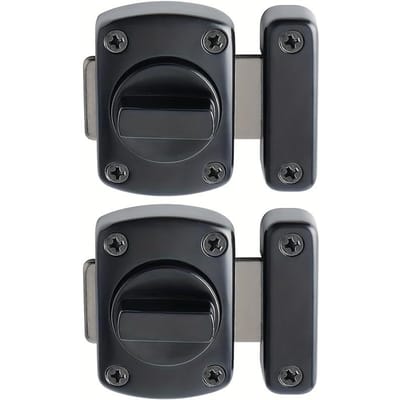 2 stuks draaideurslot, schuifdeurslot met schuifgrendel, dubbelzijdige deurbeveiliging, zinklegering, zwarte uitstraling, voor deuren, ramen, kasten zwart