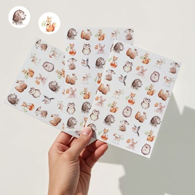 3 Stickervellen Bosdieren – 105 Stickers Herfst Thema – Knutselen Kinderen