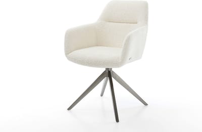 Eetkamerstoel Pejo-Flex kruisframe breed grafiet bouclé wit 360° draaibaar rocker-functie pocketveer kern