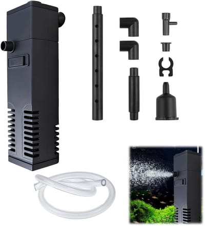 Dailygoods- Aquariumfilter 3-in-1 - Binnenfilter - Waterpomp - Dubbel filtersysteem - Tot 40 liter - Stil en efficiënt - Filterpomp