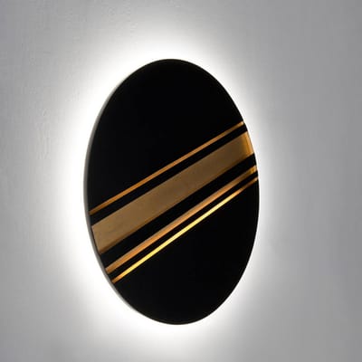 Holländer LED wandlamp COSMILUCE, zwart/goud, Ø 60 cm, metaal, dimbaar