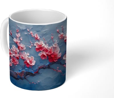 Mok - Koffiemok - Bloesem - Bloem - Roze - Tak - Mokken - 350 ML - Beker - Koffiemokken - Theemok