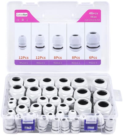 Cosensi- Kabeldoorvoer IP68 Waterdicht - Kabelconnectoren - Set van 46 Stuks - M12/M16/M20/M25/M32 - Verstelbaar - Nylon met Opslagdoos - Kabelconnector