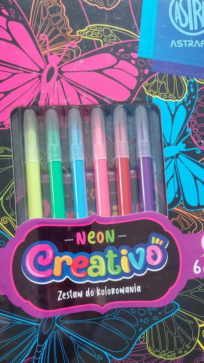 Astra Creativo Neon Kleurset - 6 Neon Markers & Kleurplaten