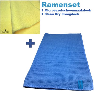 Clean Dry ramenset raamdoeken origineel 45 x 60 Blauw/Geel