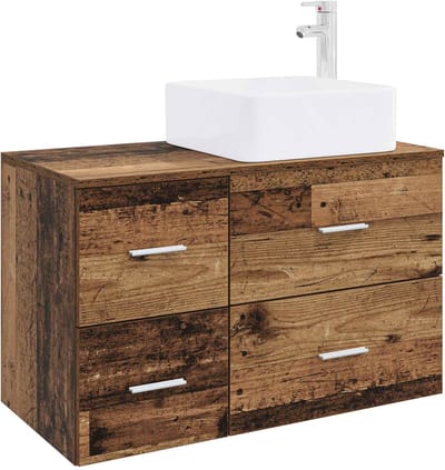 vidaXL - Badkamermeubel - Set - 2 - st - Oud - hout - Bewerkt - hout