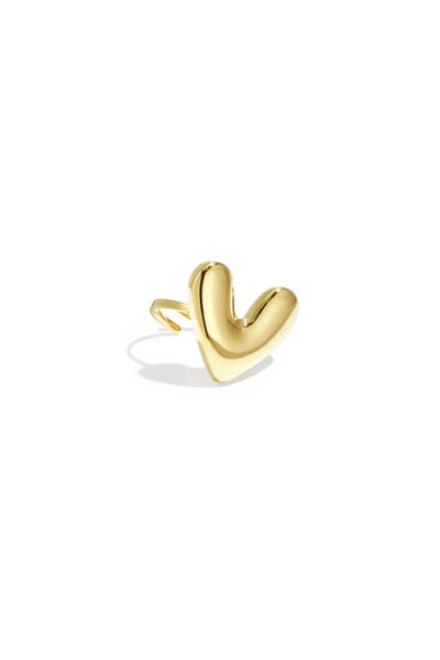 Goudkleurige ring met groot hart – verstelbaar – statement sieraad- onze size
