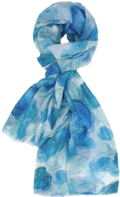 Lange Dunne Sjaal - Print - Goud Accent - (20204#) - Blauw