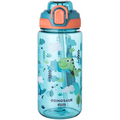600ml Cartoon Waterfles Uitgerust Met Rietje Draagbaar Kinderen Waterbeker Lekt Niet Plastic Waterflessen Zomer Reizen Kinderen Water Praktisch Gebruik 600ML