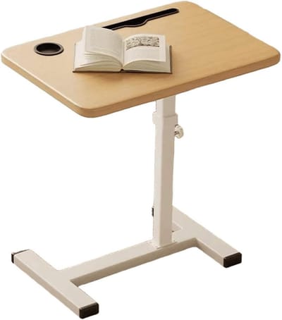 Verstelbare bijzettafel - Opvouwbaar meubel - Veelzijdig gebruik - Draaibaar blad - N.v.t. - Houtkleurig