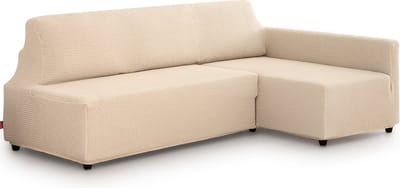Belmarti® Bankhoes Bali Chaise Longue Rechts 195-220cm breed - Ivoor - geschikt voor banken zonder armleuningen - multi-elastische kwaliteit met uitzonderlijk aanpassingsvermogen